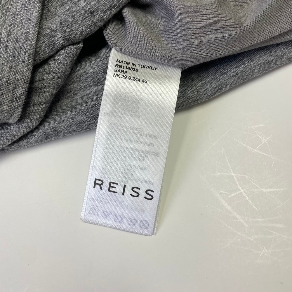 NEW Reiss Sara Ruched Bodycon Dress XS Grey Cowl Neck Wool Blend BusinessCasual - Picture 9 of 16